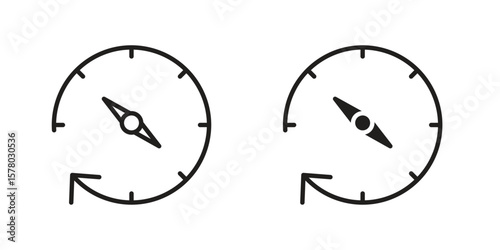 Past icon symbol set in black. line and flat icons