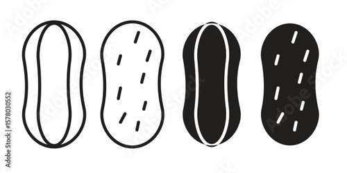 Peanut icon symbol set in black. line and flat icons