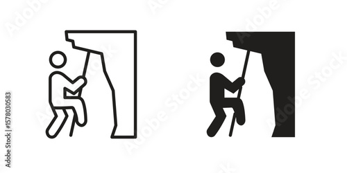 People Climbing icon symbol set in black. line and flat icons