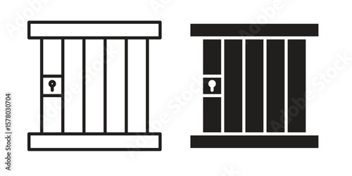 Prison icon symbol set in black. line and flat icons