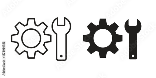 Productivity tools icon symbol set in black. line and flat icons