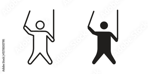 Puppet icon symbol set in black. line and flat icons