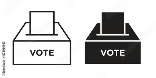 Referendum icon symbol set in black. line and flat icons