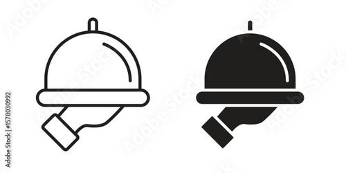 Restaurant Tray icon symbol set in black. line and flat icons