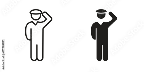 Salute icon symbol set in black. line and flat icons