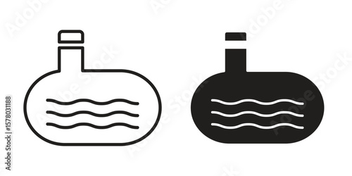 Sewerage tank icon symbol set in black. line and flat icons