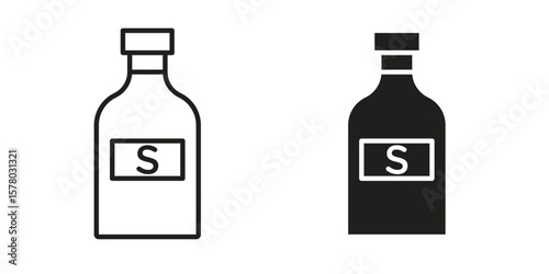 Solvent icon symbol set in black. line and flat icons