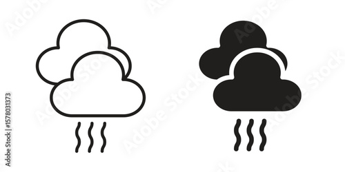 Steam icon symbol set in black. line and flat icons