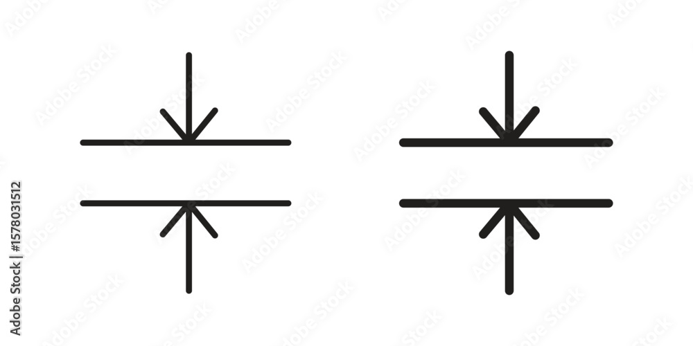 Φωτογραφία Thickness icon symbol set in black. line and flat icons
