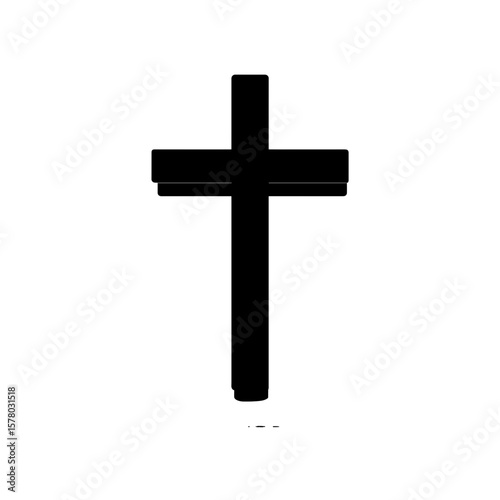 A stark representation of a religious symbol featuring a cross with clear edges and a distinct shadow effect