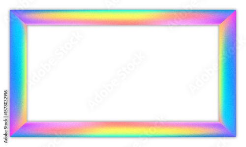 Abstract holographic gradient with glitter frame border on transparent background