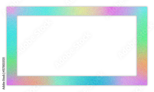Holographic glitter frame border with shadow isolated on transparent background