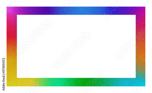 Rainbow glitter frame border with shadow drop isolated on transparent background