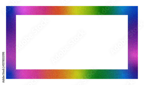 Colorful rainbow glitter frame border isolated on transparent background