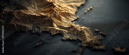 Detailed topographic map of Middle Earth from Tolkien's book