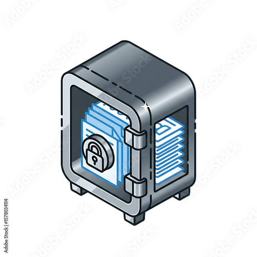 Locked safe for secure digital file storage.