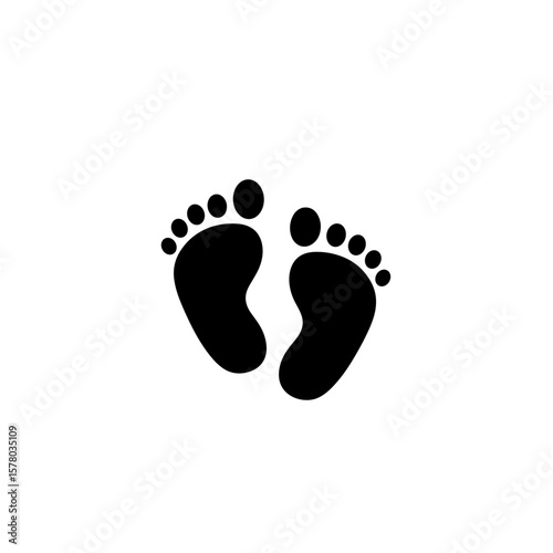 Two footprints facing upwards with toes pointing inward in a symmetrical arrangement of the image