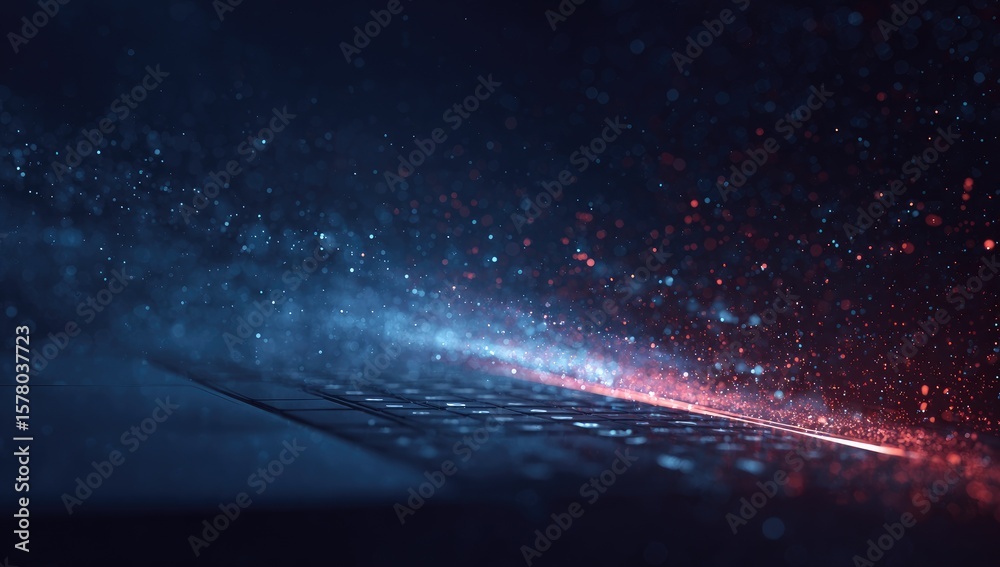 Obraz premium Digital glow, keyboard, particles