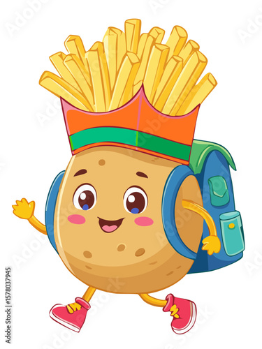 フレンチフライの帽子をかぶったポテトのイラスト