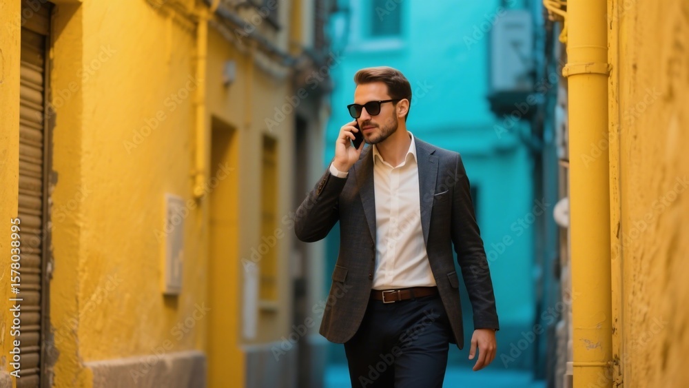 Fototapeta premium Man in a Narrow Street