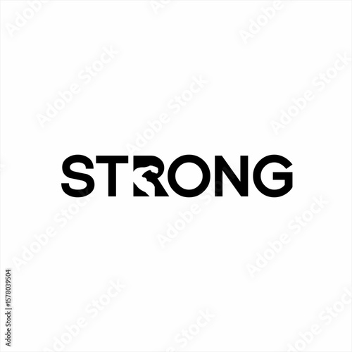 The design of the word "Strong" is a symbol of the strength of the hand on the letter R.