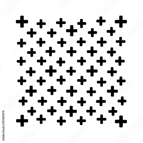 Pattern of plus signs arranged in a grid like formation on a white background creating a simple design