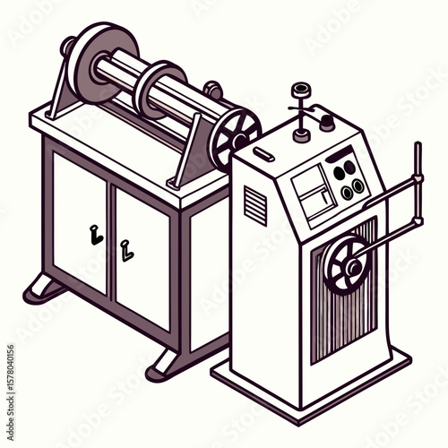 Creative Pipe Bending Machine Vector Illustration | Industrial Tube Bender Design for Manufacturing, Engineering, and Metal Fabrication Graphics