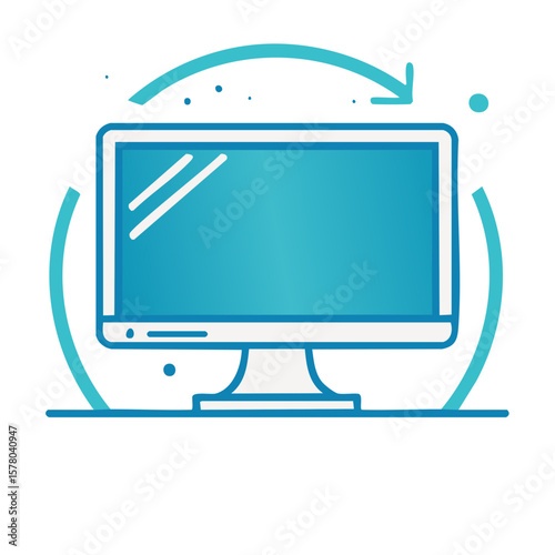 Monitor with Refresh Arrow Representing Technology, Systems Update and Data Synchronization