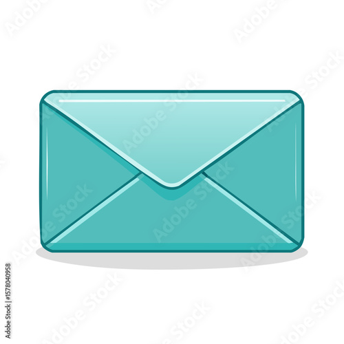 Turquoise envelope graphic icon for email messages and paper mail correspondence as digital illustration