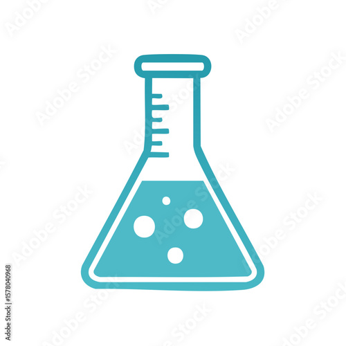 Turquoise Chemistry Flask Filled with Liquid and Bubbles for Experimentation and Scientific Research