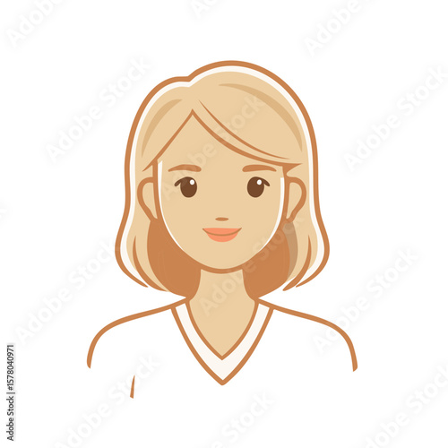 Cartoon vector blonde woman avatar isolated on white - face, profile, person, profile, illustration, flat, design