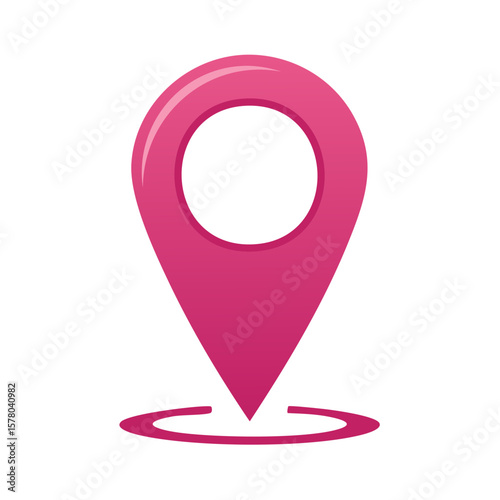 Pink Location Marker with Circle Shadow: Navigation and Place Indicator