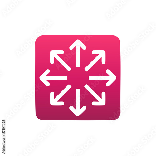 Arrows radiating outward from center in square symbol for expansion