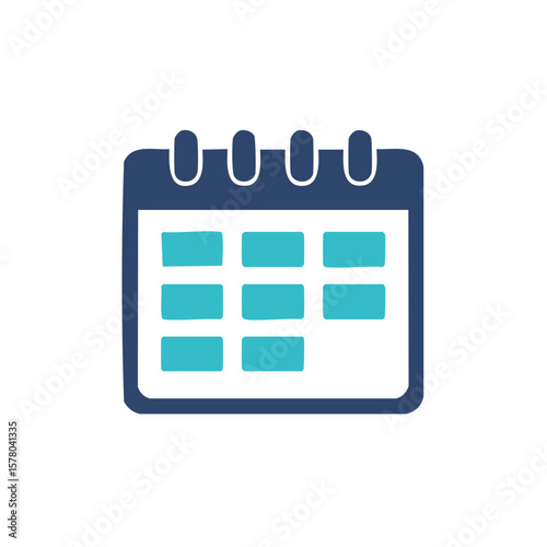Illustration of a simple calendar, teal date blocks, business scheduler, schedule appointments