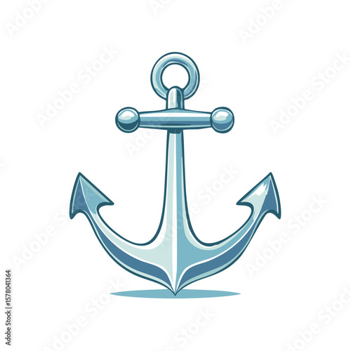 Artistic Anchor Illustration with Detailed Metal Texture, Sea Nautical Element Design