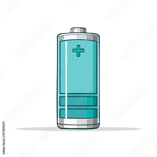 Battery cell icon illustration with turquoise energy level indicator for electrical supply concept