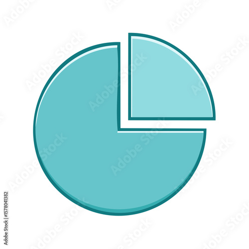 Simple cartoonish Teal Pie Chart Demonstrating Information Data and Business Statistics