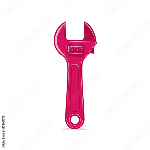 Magenta Adjustable Wrench Isolated Tool Handyman Repair Mechanic Equipment