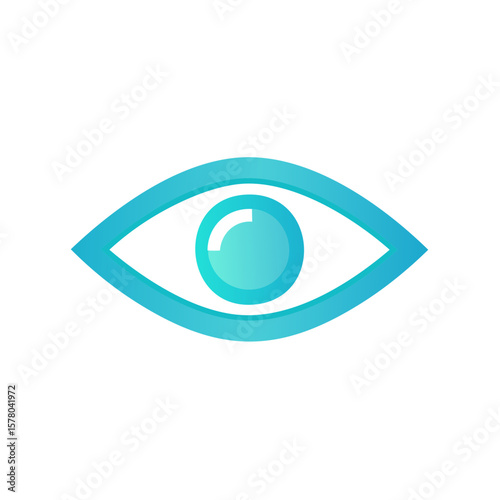 Simple stylized eye in turquoise with lens flare for visual acuity concepts