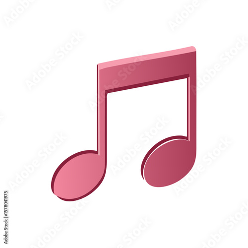 Cheerful Pink Music Note Illustration on White, Symbolizing Harmony and Musicality in Creative Designs, Celebrations, and Festive Events