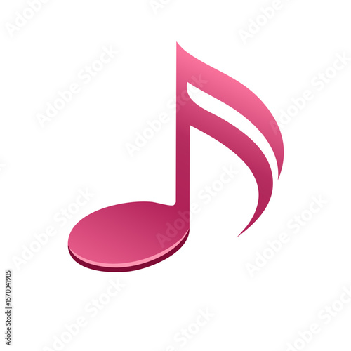 Rose Musical Note Symbol Graceful Melody and Creative Pink Icon Gradient Design