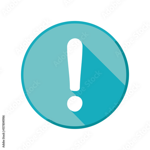 Teal Circle Graphic With White Exclamation Mark Signifying Alert, Caution, or Warning