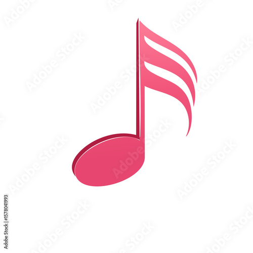 Vibrant Pink Musical Note Isolated for Composition Education or Creative Melody Concepts