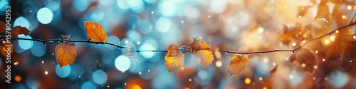 Blurred out fall seasonal abstract nature banner with copy space