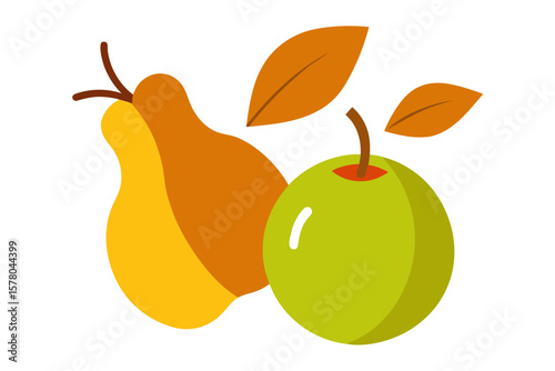 Apple And Pear Combo With Dried Leaves For A