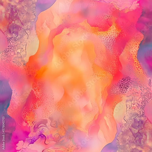 coralinspired organic patterns and vibrant pinkorange hues framed by a soft curvilinear border tropical and isolated