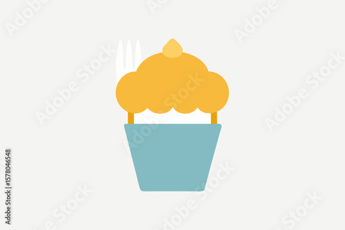 Frosted Cupcake Served On A Modern White Surface