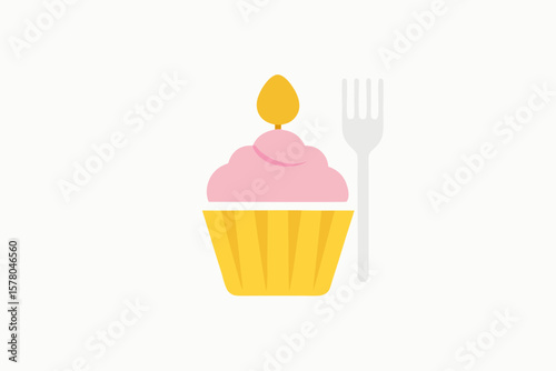 Frosted Cupcake Served On A Modern White Surface