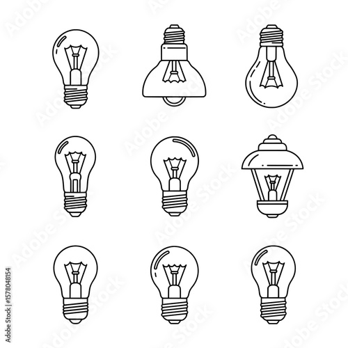 Set of bailed light bulbs for creative energy and innovation concepts