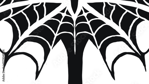 Black and white spider web illustration for spooky halloween themed designs